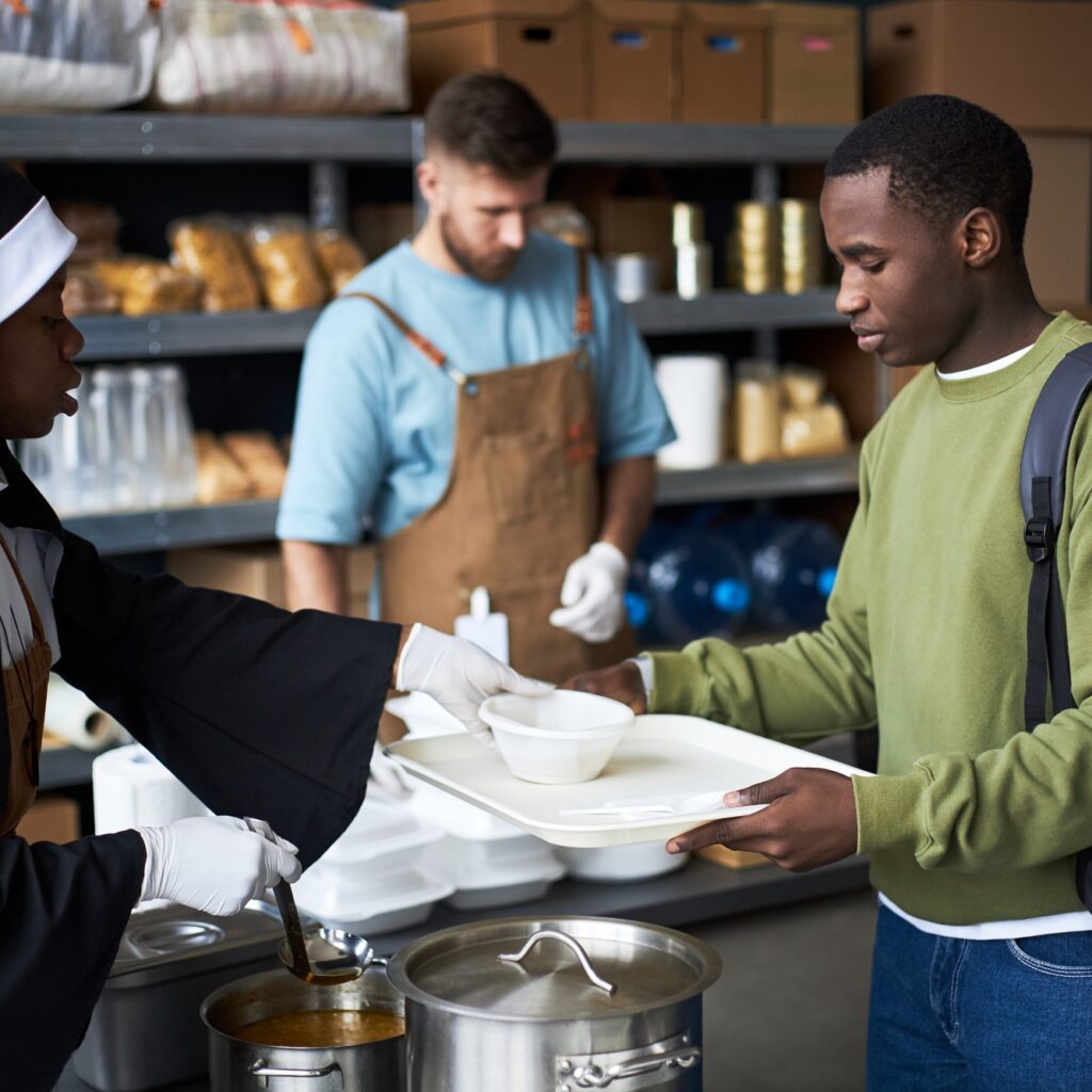 Sharing Meal at Community Support Center
